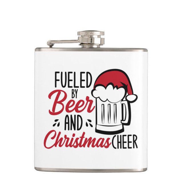 Petaca Alimentado por cerveza y Navidades alentadores (Anverso)