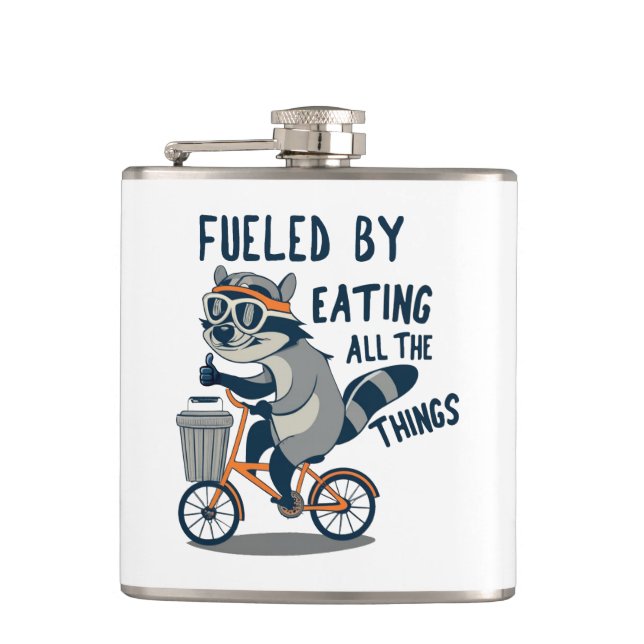 Petaca Alimentado Por Comer Todas Las Cosas Racoon Ciclis (Anverso)