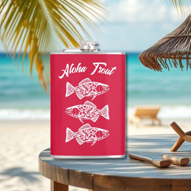 Petaca Aloha Trout-Hawaii Cherry Red (Aloha Trout Fisherman Trend Hawaiian Fish Beach Summer Flask Cherry Red)