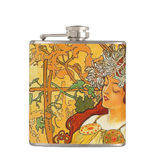 Petaca Alphonse Mucha Art Nouveau Otoño