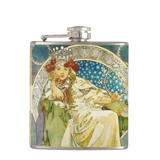 Petaca Alphonse Mucha Princess Hyacinth Art Nouveau (Anverso)