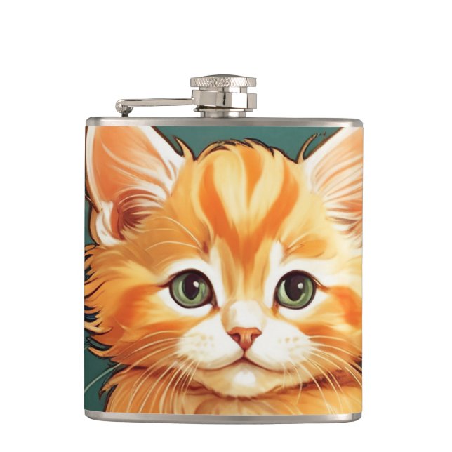 Petaca Alphonse Mucha Style Naranja Cat (Anverso)