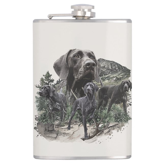 Petaca Amantes del puntero alemán al descubierto (Anverso)