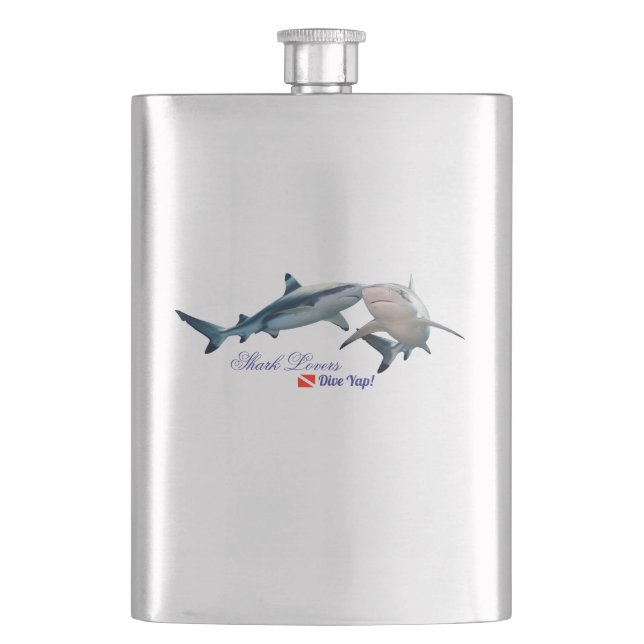 Petaca Amantes del tiburón blanco rotan vidrio (Anverso)