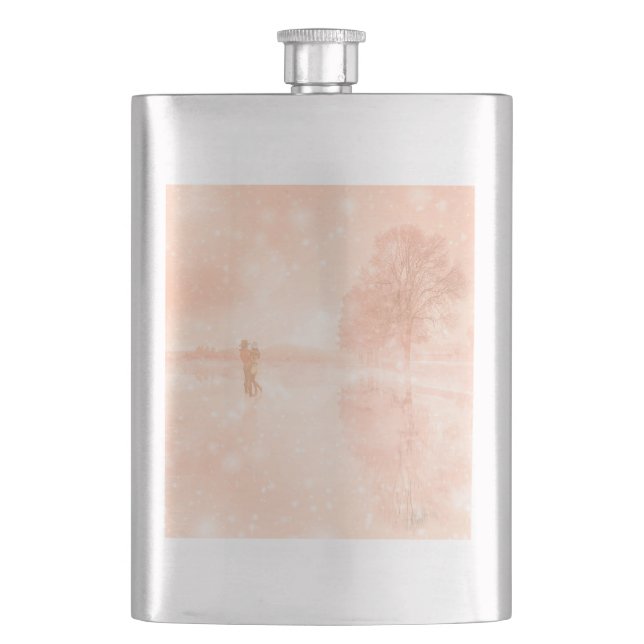 Petaca Amantes en un estanque congelado (Anverso)