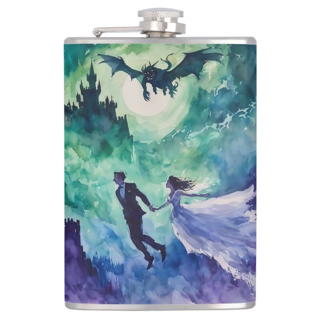 Petaca Amantes voladores - Pintura de acuarela (Anverso)
