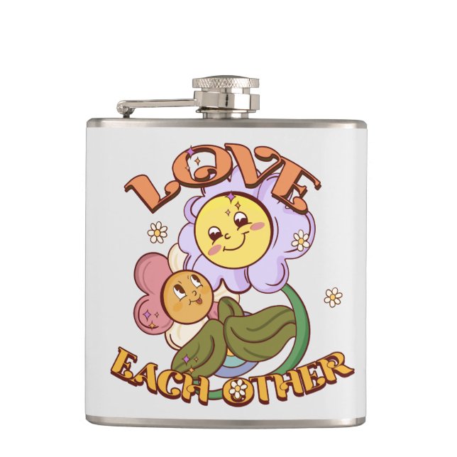 Petaca Amar unos a otros | Diseño floral caprichoso (Anverso)