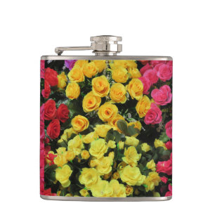 Petaca amarillo, Chic, vintage, rojo, rosa, rosas, flores