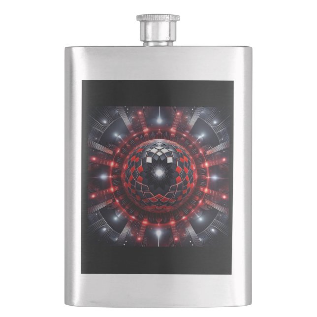 Petaca Amazing Red/Black Checkered Mandelbrot Starbursts (Anverso)