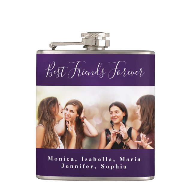 Petaca Amigos para siempre nombran foto morada (Anverso)