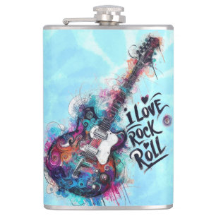 Petaca Amo el rock N Roll Electric Guitar Música Arte Azu