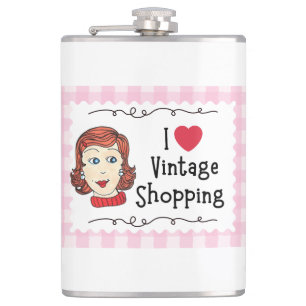 Petaca Amo ir de compras de artículos antiguos Frasco env