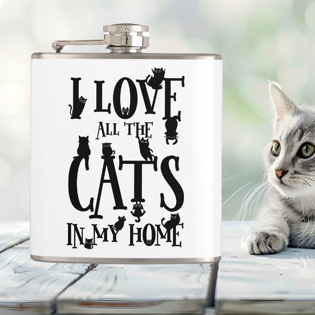 Petaca Amo Todos Los Gatos En Mi Casa (I Love All The Cats In My Home Flask)