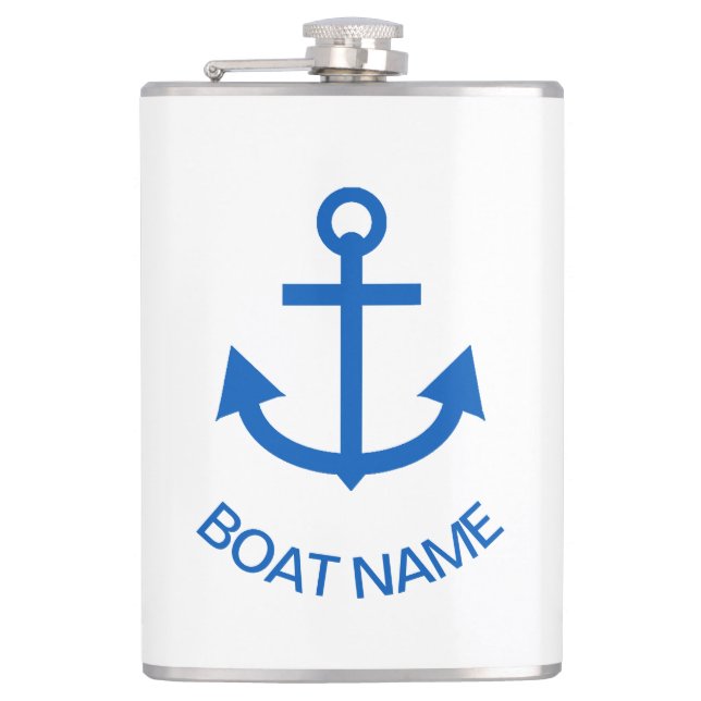 Petaca Anchor Blue Personalizado Tu Nombre De Barco (Anverso)