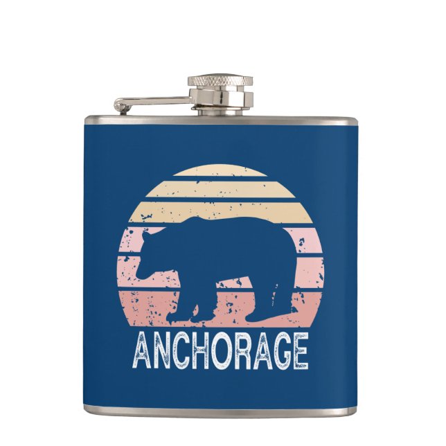Petaca Anchorage Alaska Retro Bear (Anverso)