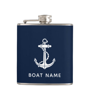 Petaca Ancla de barco náutico y nombre personalizado