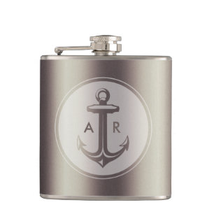 Petaca Ancla elegante con iniciales