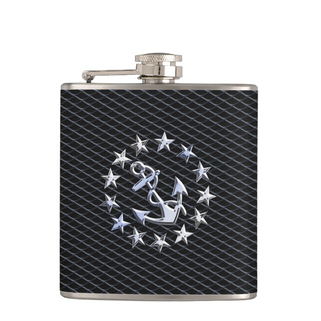 Petaca Ancla y estrellas de la bandera naval de los yates (Anverso)