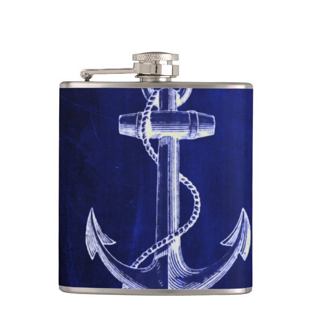 Petaca anclaje náutico de la moda costera azul marino de  (Anverso)