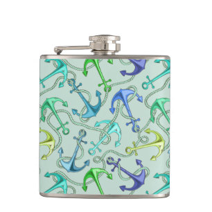 Petaca Anclajes Del Mar Y Patrón De La Cuenca