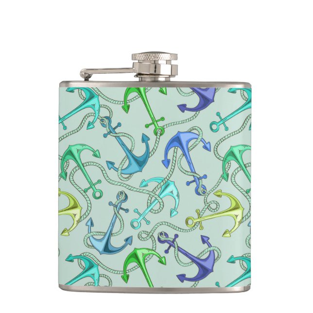 Petaca Anclajes Del Mar Y Patrón De La Cuenca (Anverso)