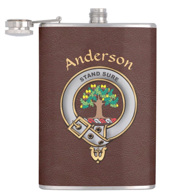 Petaca Anderson Clan Badge w/Brown Faux Leather (Abierto)