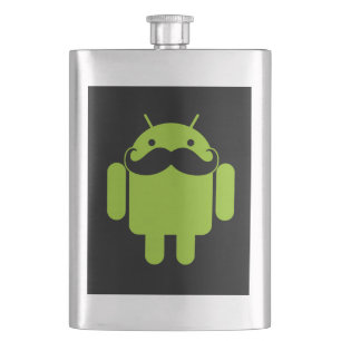 Petaca Android Robot Mustache Style sobre negro