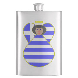 Petaca Ángel de la bandera griega con cabello negro