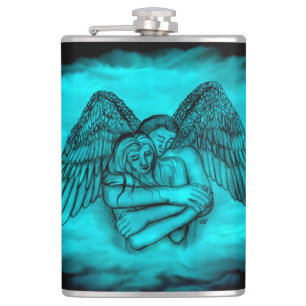 Petaca Ángel Eros en el amor, diseño negro y verde