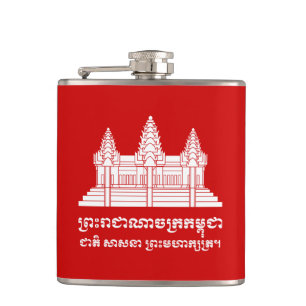 Petaca Angkor Wat Camboyan / Bandera Jemer con Motto