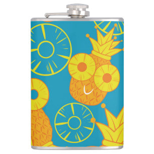 Petaca Anillos de piña: Vintage Personalizado de Doodle.