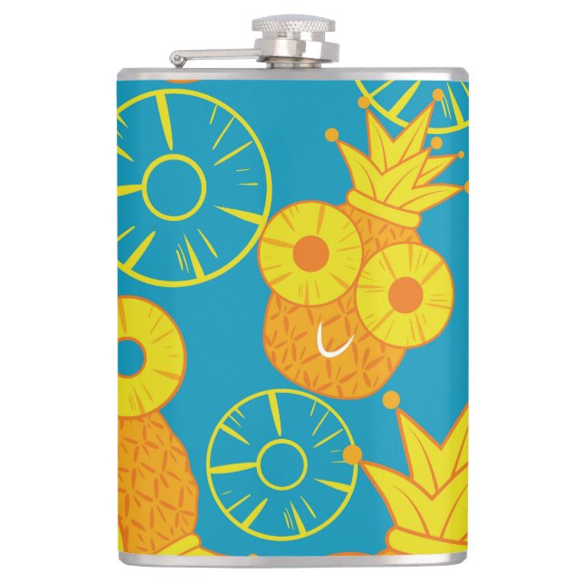 Petaca Anillos de piña: Vintage Personalizado de Doodle. (Anverso)