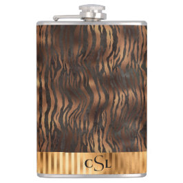 Petaca Animal Estampado Monograma Tigre Metálico Elegante