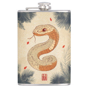 Petaca Año de la serpiente majestuosa Cobra doble felicid