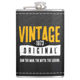 Petaca Año de nacimiento original de cuero negro