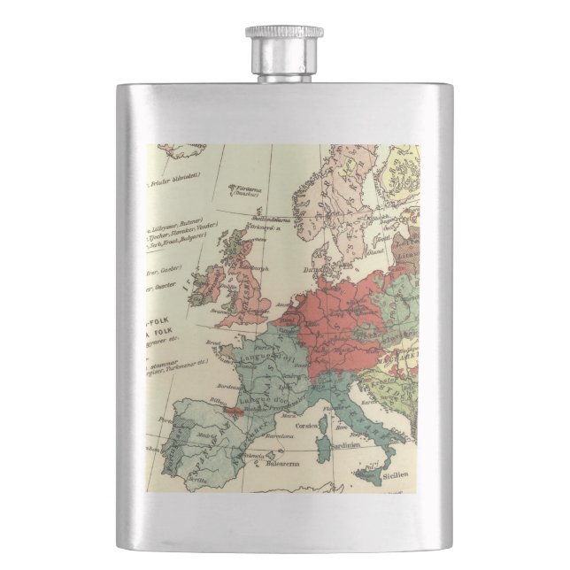 Petaca Antigüedad mundial de los países del mapa de Europ (Anverso)
