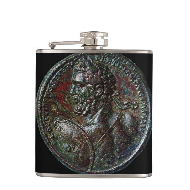 Petaca ANTIQUE ROMAN BRONZE MEDALLION negro (Anverso)