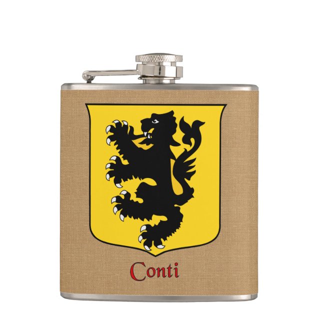 Petaca Apellido italiano Conti Escudo heráldico histórico (Anverso)