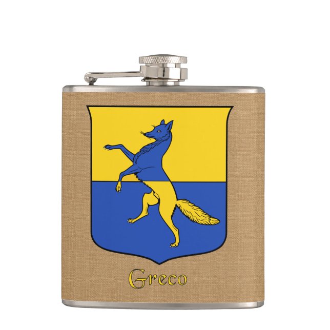 Petaca Apellido italiano Greco Escudo heráldico (Anverso)