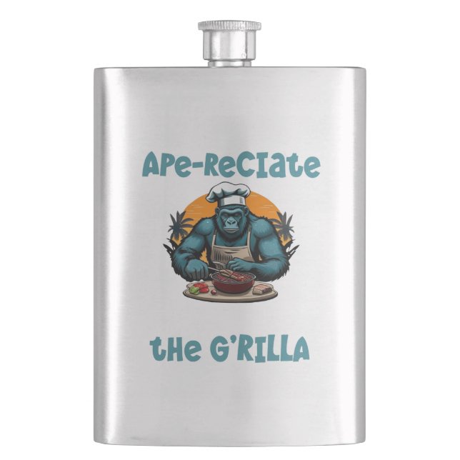 Petaca Aprecia al Maestro G'rilla Parrillero de BBQ Diver (Anverso)