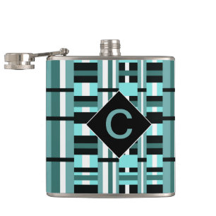 Petaca Aqua monogramada y placa negra