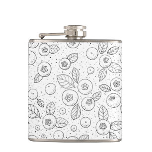 Petaca Arándanos azules en blanco y negro