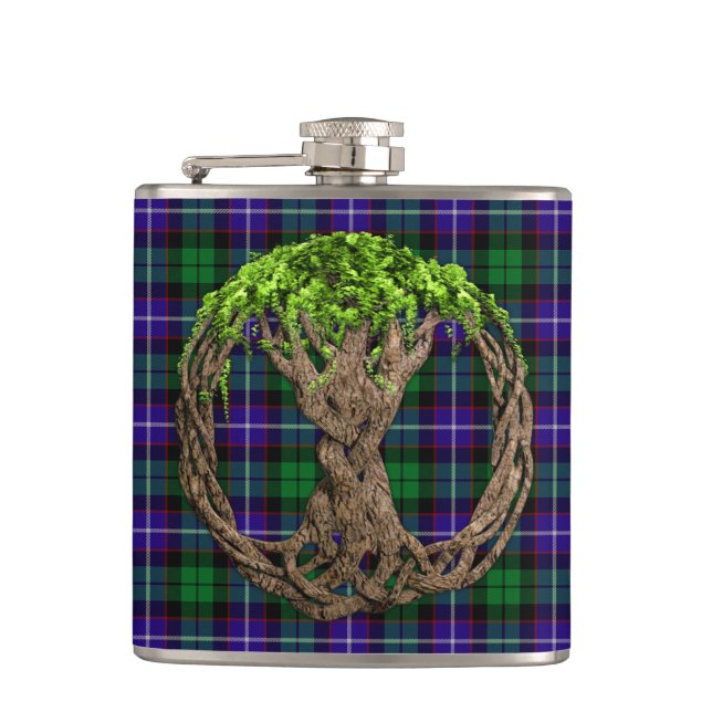 Petaca Árbol céltico del tartán de Mitchell del clan de (Anverso)