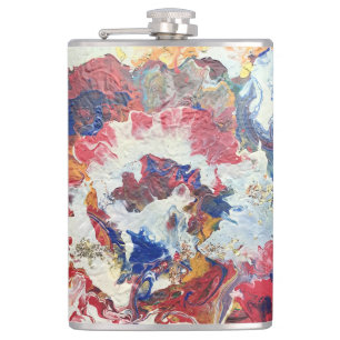 Petaca Árbol floreciente abstracto rojo blanco azul amari