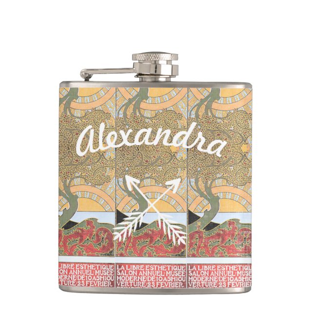 Petaca Árbol giratorio de flecha cruzada Art Deco (Anverso)