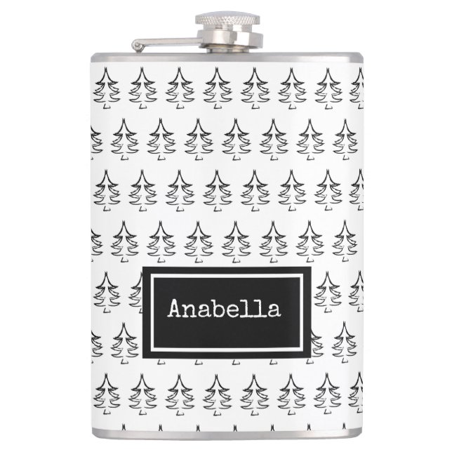 Petaca Árbol negro de Navidad personalizado (Anverso)