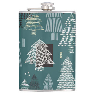 Petaca Árboles de invierno, patrón vintage de Navidad.