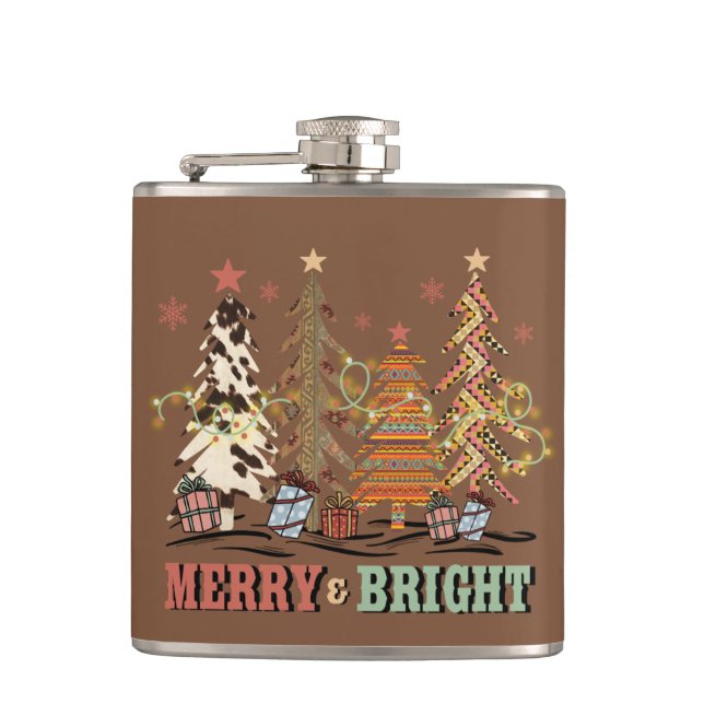 Petaca Árboles navideños fríos y brillantes Boho Western (Anverso)