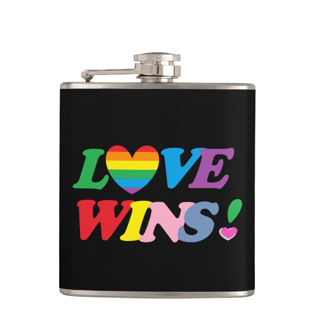 Petaca Arcoíris Amor Gana Corazón Frasco LGBT (Anverso)