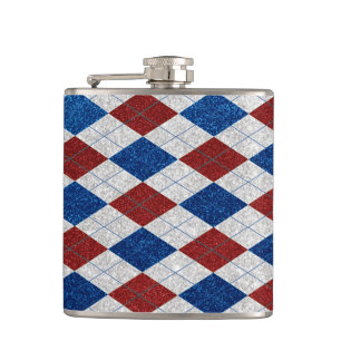 Petaca Argyle Rojo, Blanco y Azul de Glitter 4 de Julio